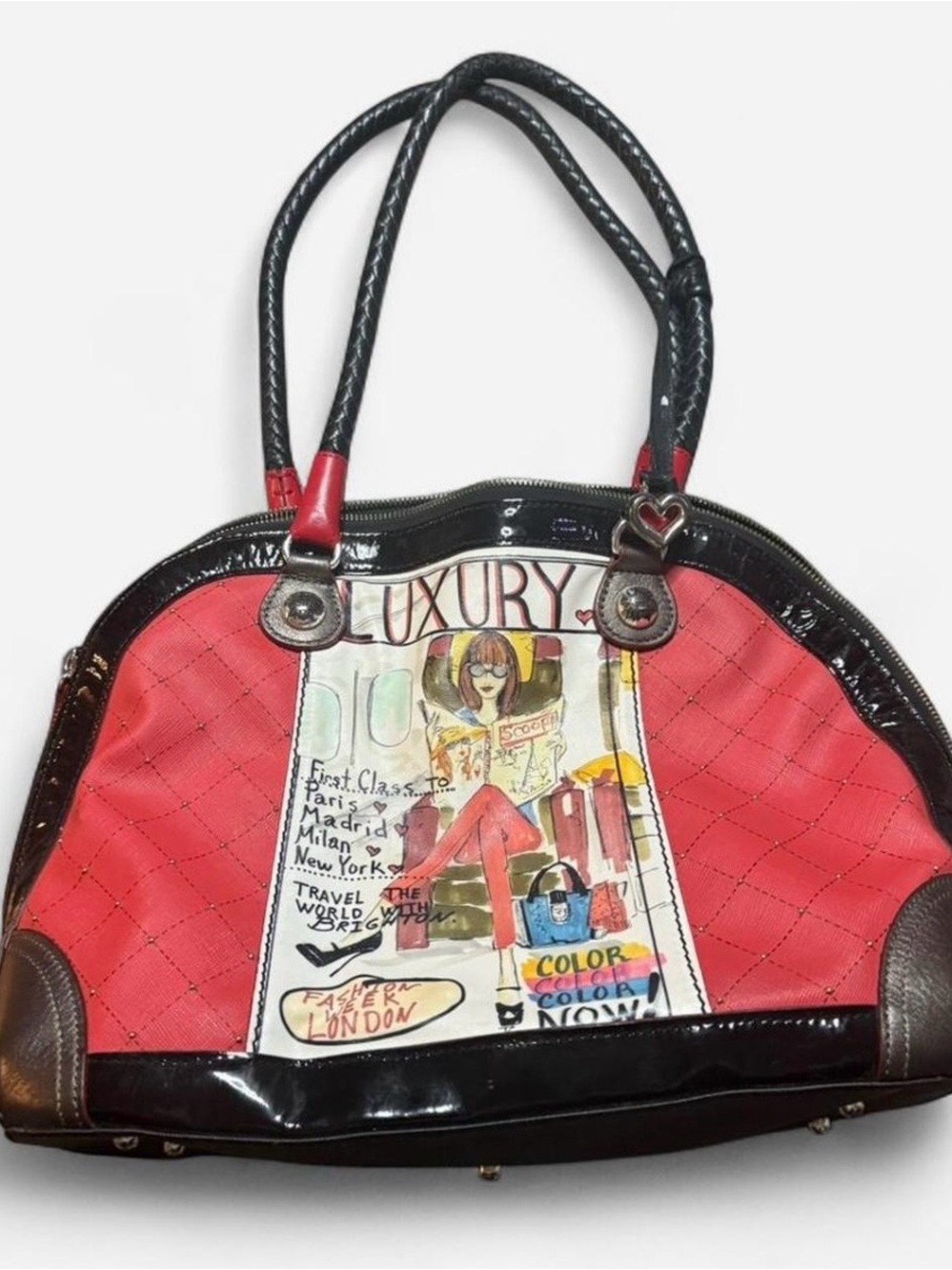 Stylish Red Graphic Travel Tote Bag